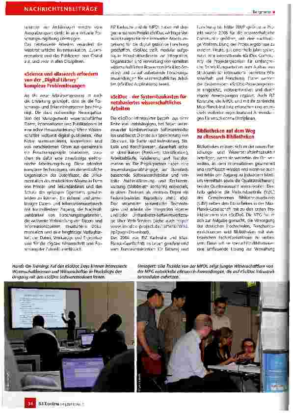 Vorschauseite 2: eSciDoc - multimediale „Digital-Library-Systeme für wissenschaftliche Publikation und Forschungsdatenmanagement