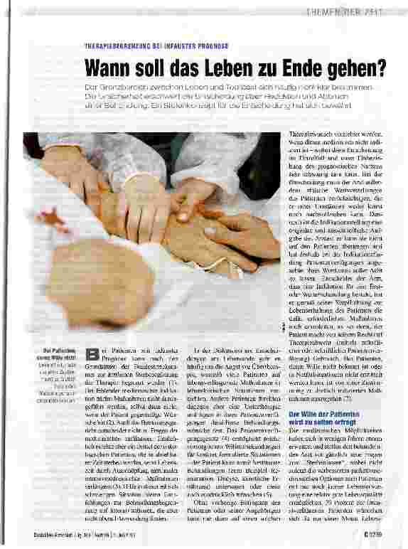 Vorschauseite 1: Wann soll das Leben zu Ende gehen?
