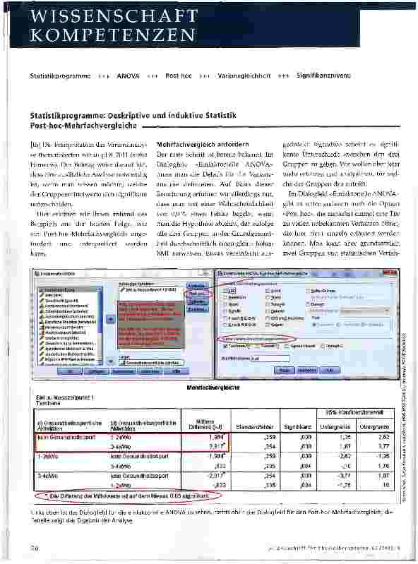 Vorschauseite 1: Statistikprogramme: Deskriptive und induktive Statistik Post-hoc-Mehrfachvergleiche