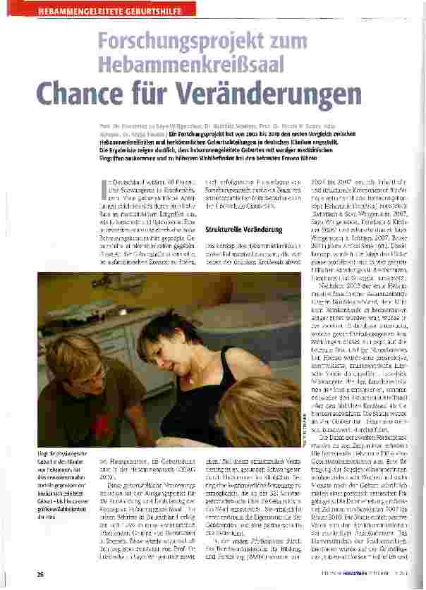 Vorschauseite 1: Forschungsprojetk zum Hebammenkreißsaal Chance für Veränderungen