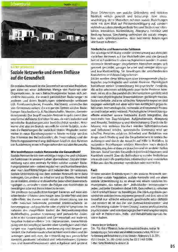 Vorschauseite 1: Soziale Netzwerke und deren Einflüsse auf die Gesundheit