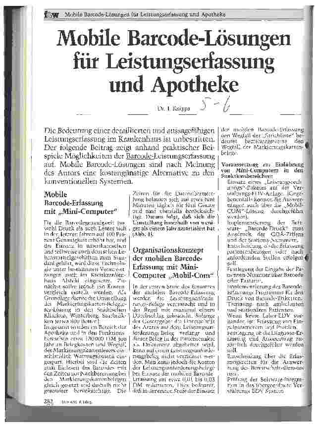 Vorschauseite 1: Mobile Barcode-Lösungen für Leistungserfassung und Apotheke