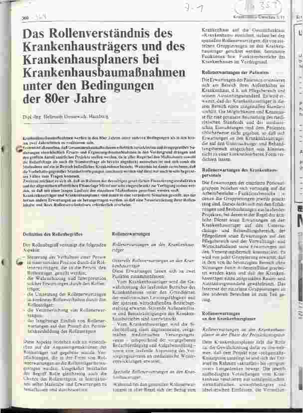 Vorschauseite 1: Das Rollenverständnis des Krankenhausträgers und des Krankenhausplaners bei Krankenhausmaßnahmen unter den Bedingungen der 80er Jahre
