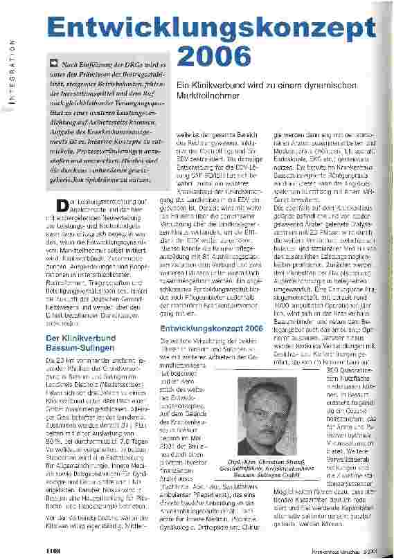Vorschauseite 1: Entwicklungskonzept 2006 Ein Klinikverbund wird zu einem dynamischen Marktteilnehmer