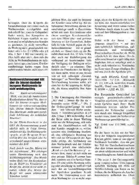 Vorschauseite 3: Auslegung von Werbeverboten in Berufsordnungen