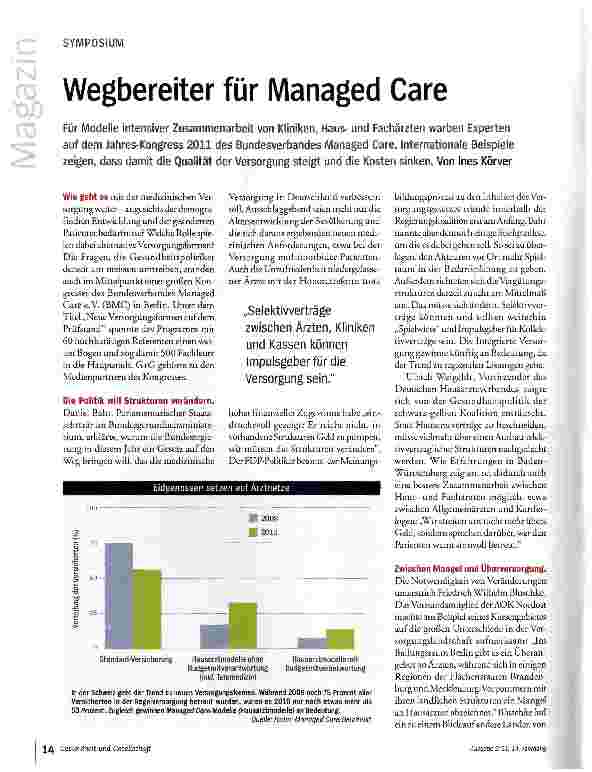 Vorschauseite 1: SYMPOSIUMWegbereiter für Managed Care