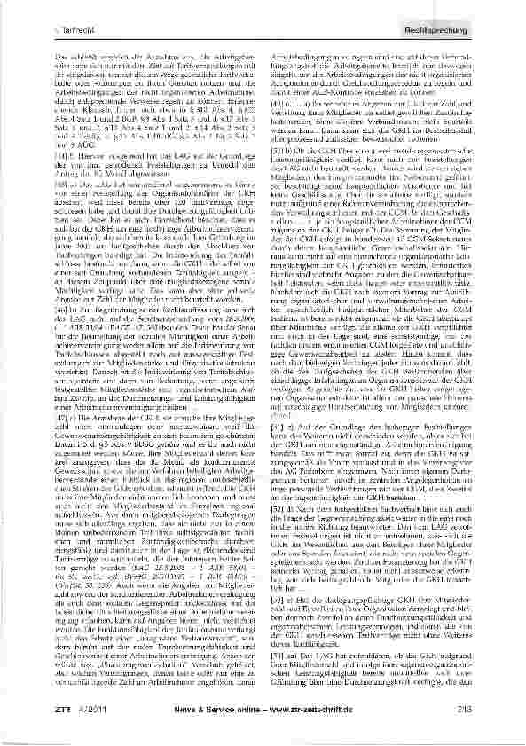 Vorschauseite 3: Tariffähigkeit einer Arbeitnehmervereinigung GG Art. 9 Abs. 3; ArbGG § 97