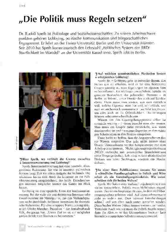 Vorschauseite 1: „Die Politik muss Regeln setzen