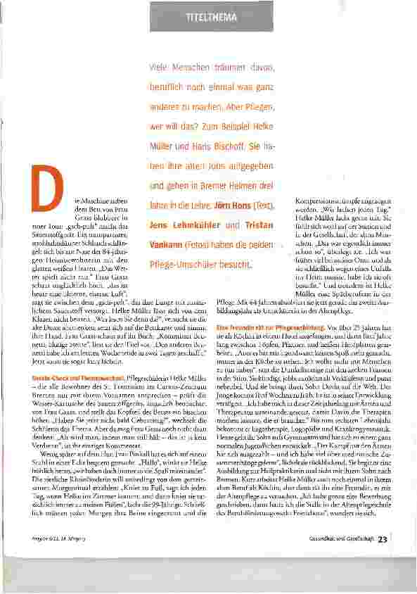 Vorschauseite 2: Neustart in der Altenpflege
