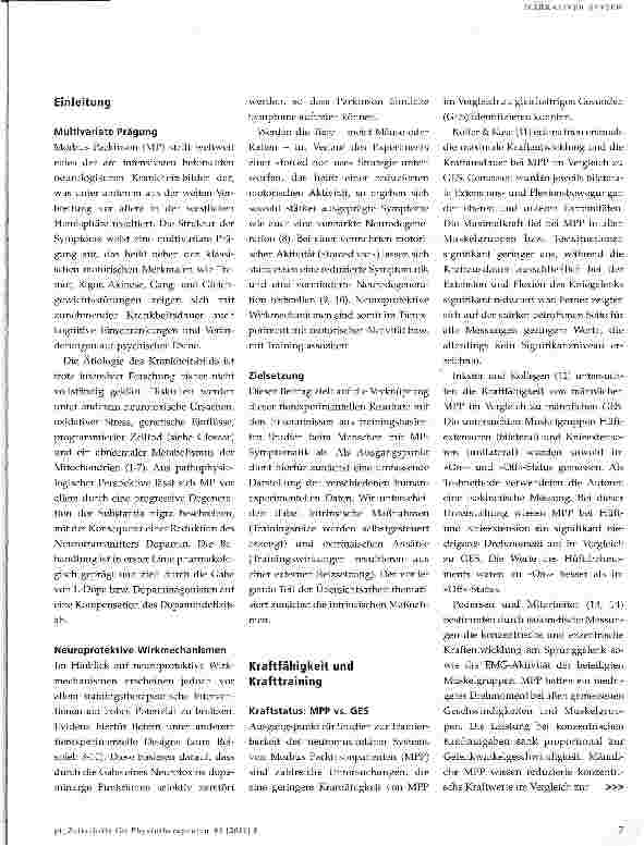 Vorschauseite 2: Effekte trainingstherapeutischer Maßnahmen bei Morbus Parkinson