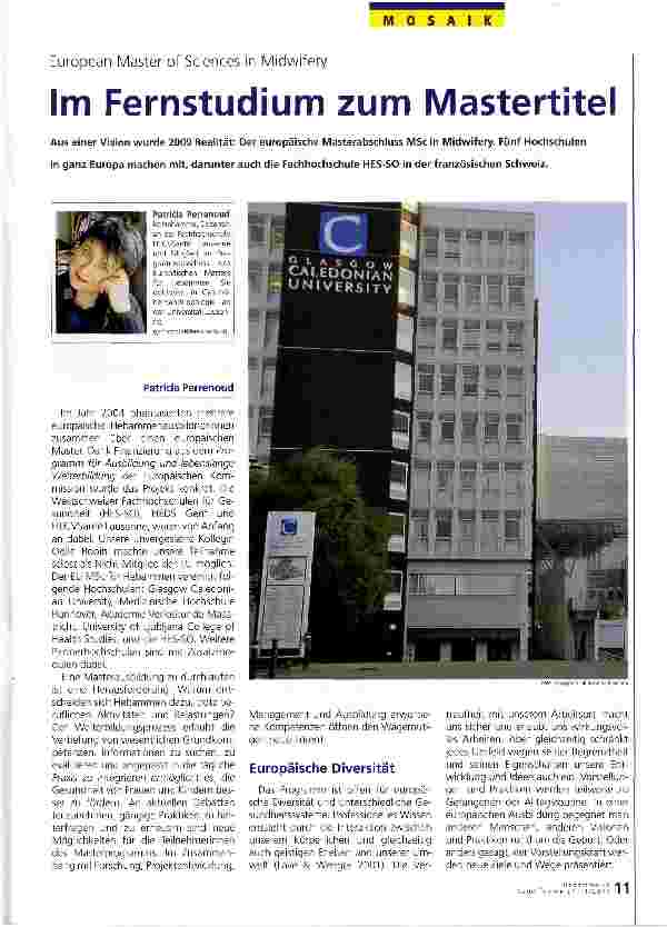 Vorschauseite 1: European Master of Sciences in MidwiferyIm Fernstudium zum Mastertitel