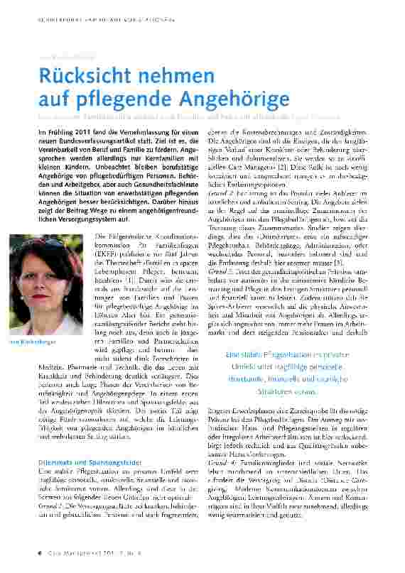 Vorschauseite 1: Rücksicht nehmen auf pflegende Angehörige