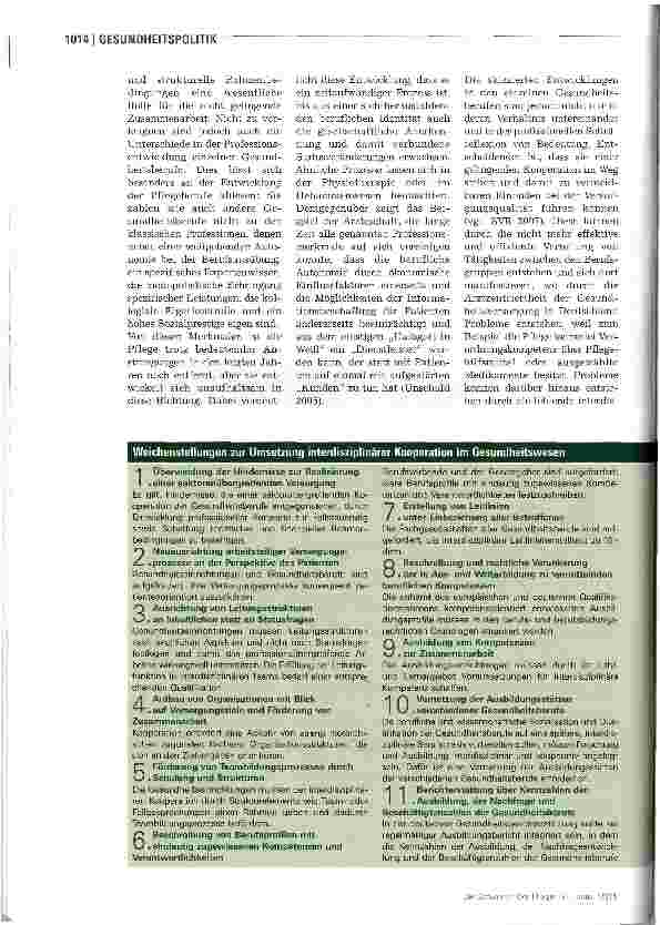 Vorschauseite 3: Memorandum Kooperation der Gesundheitsberufe