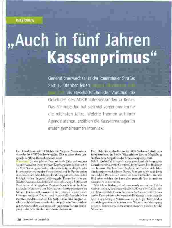 Vorschauseite 1: Auch in fünf Jahr Kassenprimus