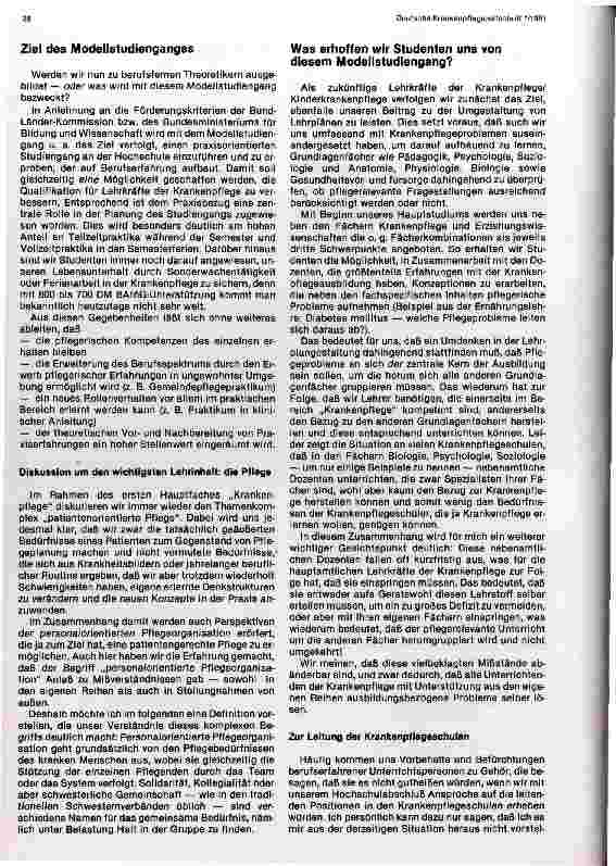Vorschauseite 4: Modellstudiengang Lehrkräfte der Krankenund Kinderkrankenpflege an der Freien Universität Berlin - Erfahrungen und Überlegungen