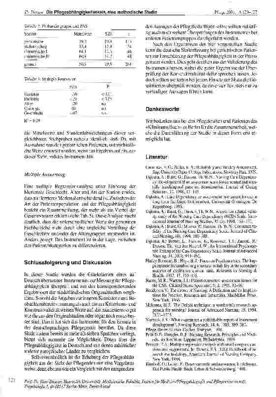 Vorschauseite 5: Die Pflegeabhängigkeitsskala, eine methodologische Studie