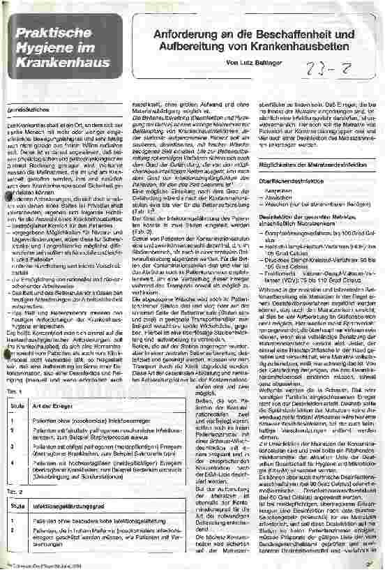 Vorschauseite 1: Anforderung an die Beschaffenheit und Aufbereitung von Krankenhausbetten