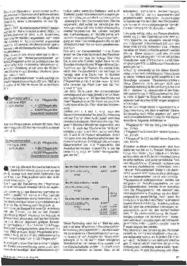 Vorschauseite 2: Stellenplanberechnung für die OP- Abteilung