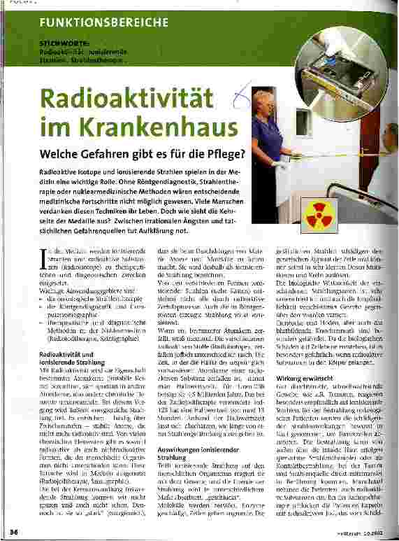 Vorschauseite 1: Radioaktivität im Krankenhaus