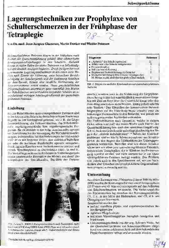 Vorschauseite 1: Lagerungstechniken zur Prophylaxe von Schulterschmerzen in der Frühphase der Tetraplegie