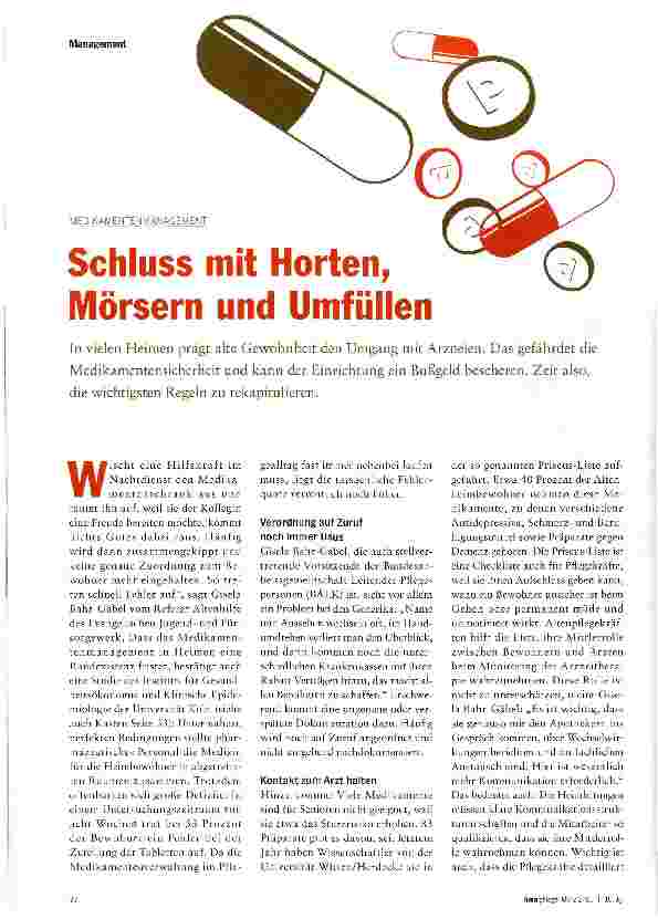 Vorschauseite 1: MEDIKAMENTENMANAGEMENTSchluss mit Horten, Mörsern und Umfüllen