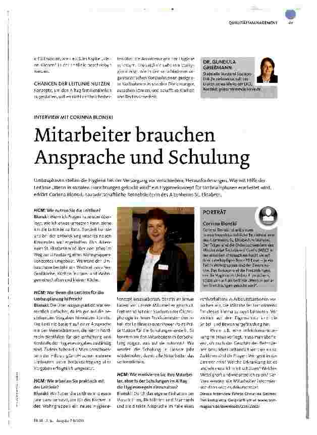 Vorschauseite 1: Mitarbeiter brauchen Ansprache und Schulung