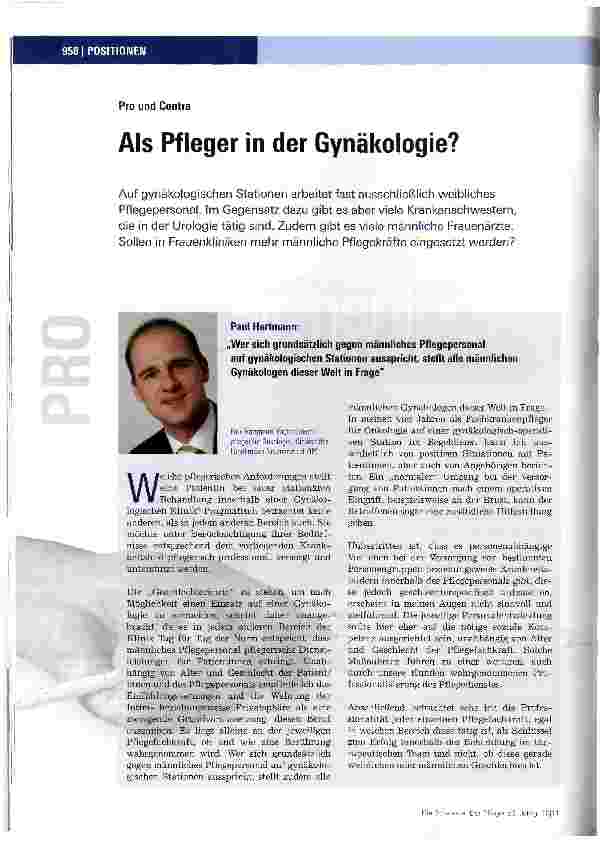 Vorschauseite 1: Pro und Contra Als Pfleger in der Gynäkologie?