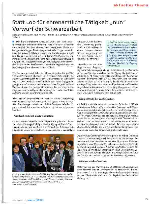 Vorschauseite 1: Statt Lob für ehrenamtliche Tätigkeit Vorwurf der Schwarzarbeit