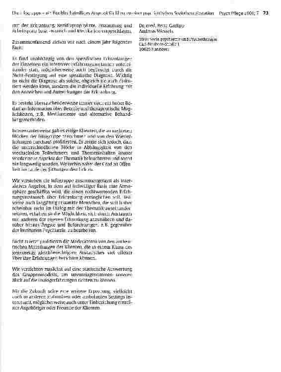 Vorschauseite 2: Die Infogruppe - ein flexibles freiwilliges Angebot für Klienten einer psychiatrischen Soziotherapiestation