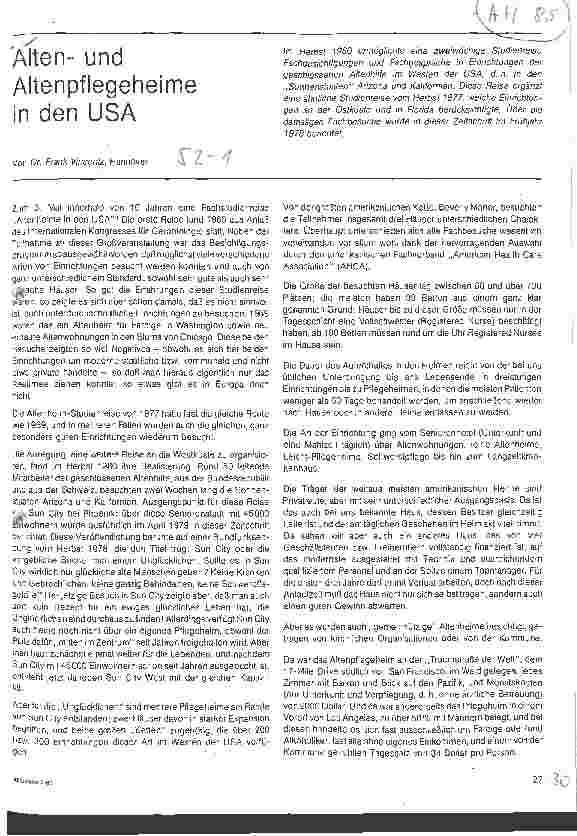 Vorschauseite 1: Altenund Pflegeheime in den USA
