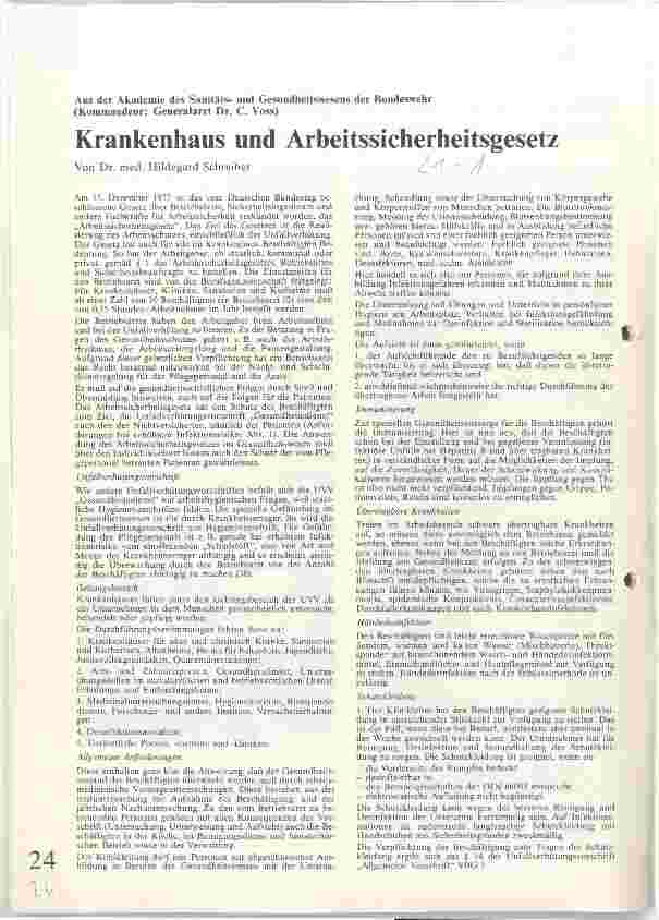 Vorschauseite 1: Krankenhaus und Arbeitssicherheitsgesetz