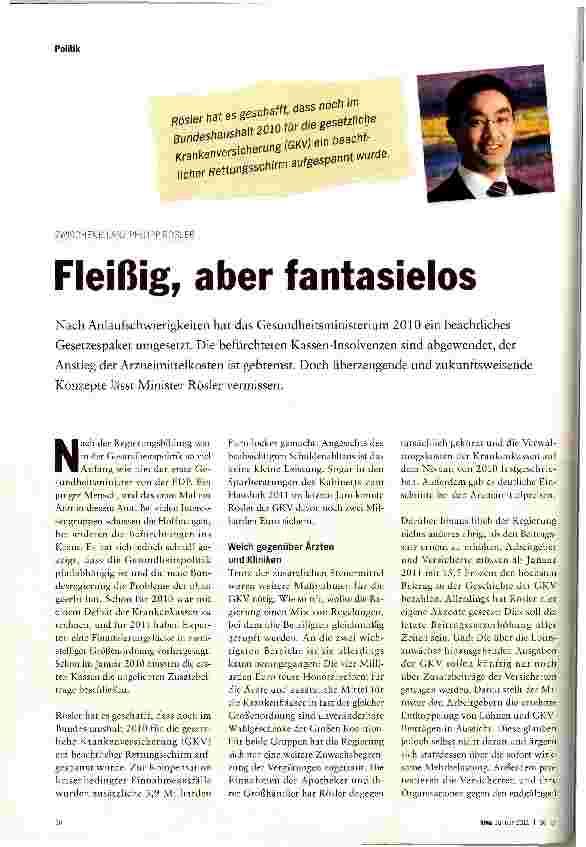 Vorschauseite 1: ZWISCHENBILANZ PHILIPP RÖSLERFleißig, aber fantasielos