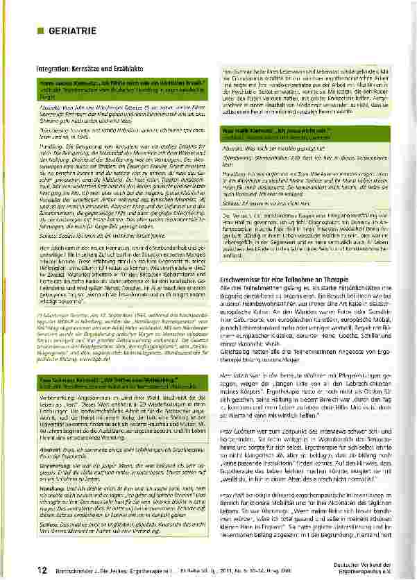 Vorschauseite 3: Die Jeckes: Ergotherapie mit hochbetagten deutsch-jüdischen Exilierten