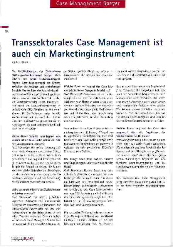 Vorschauseite 1: Transsektorales Case Management ist auch ein Marketinginstrument