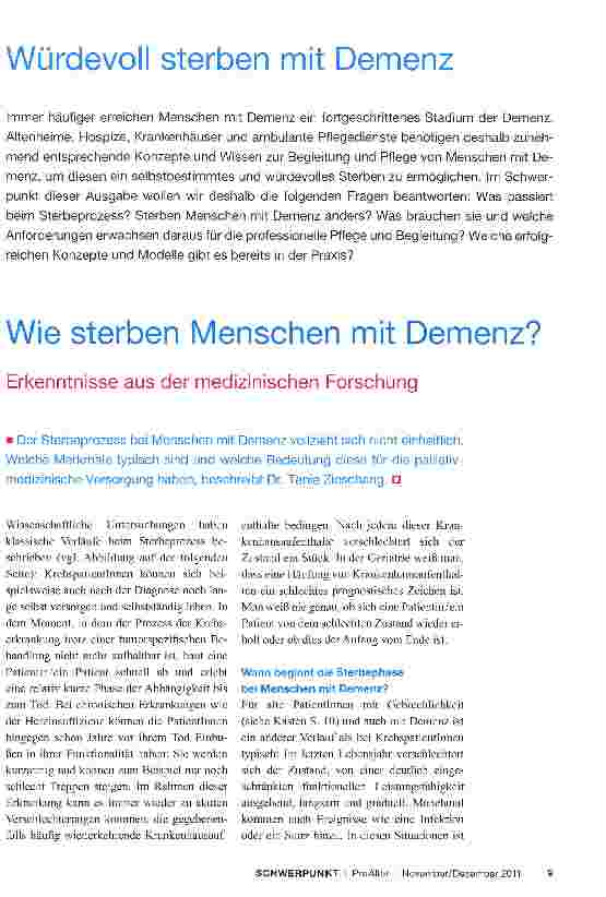 Vorschauseite 1: Würdevoll sterben mit Demenz