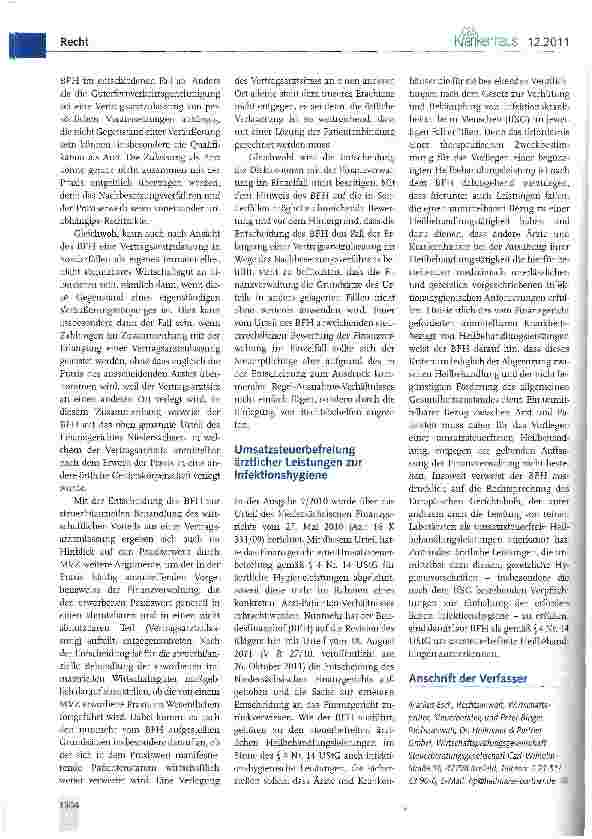 Vorschauseite 2: Praxiserwerb durch MVZ -steuerliche Behandlung der Vertragsarztzulassung