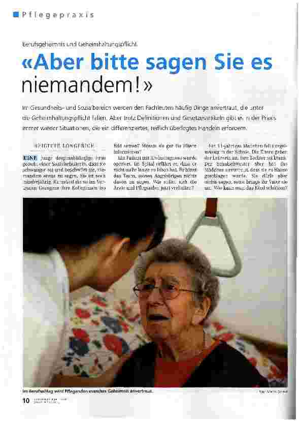Vorschauseite 1: «Aber bitte sagen Sie es niemandem! »