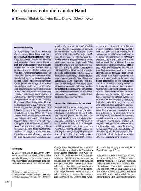 Vorschauseite 1: Korrekturosteotomien an der Hand