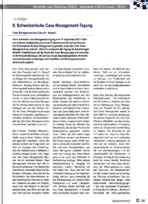Vorschauseite 1: 9. Schweizerische Case-Management-Tagung