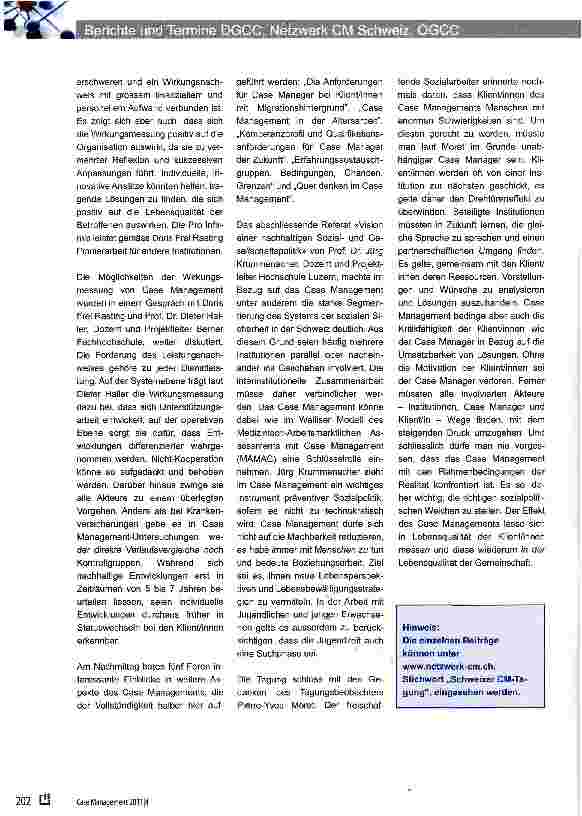 Vorschauseite 2: 9. Schweizerische Case-Management-Tagung