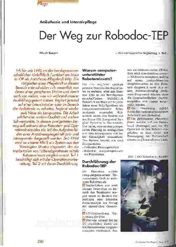 Vorschauseite 1: Der Weg zur Robodoc-TEP Eine intraoperative Begleitung, Teil 1