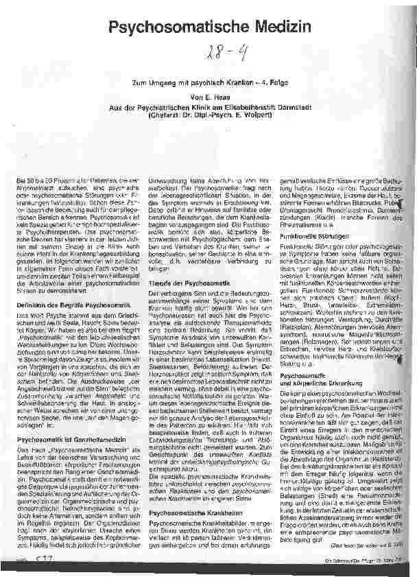Vorschauseite 1: Psychosomatische Medizin