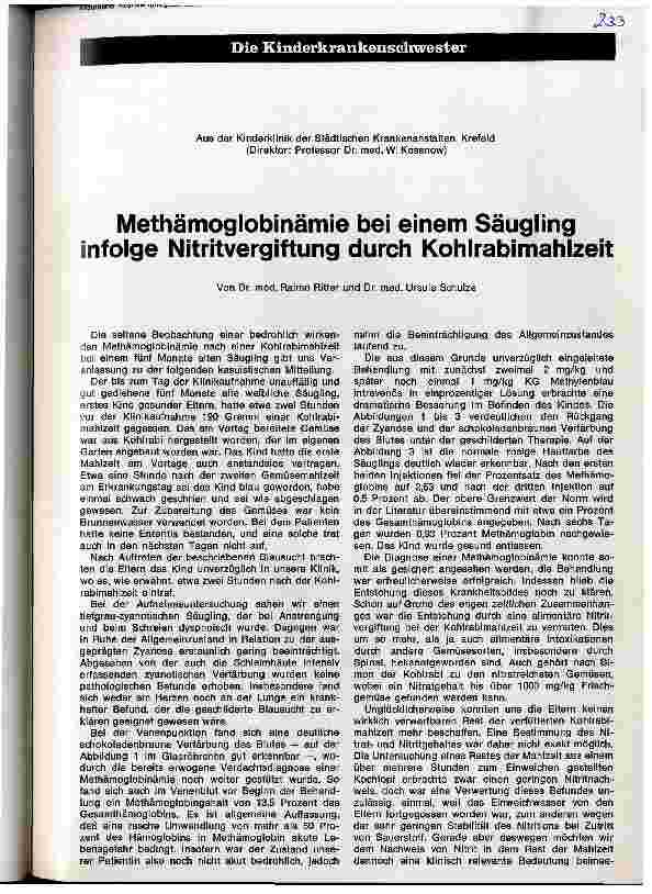 Vorschauseite 1: Methämoglobinämie bei einem Säugling infolge Nitritvergiftung durch Kohlrabimahlzeit