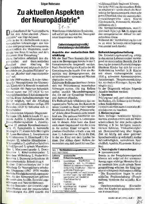 Vorschauseite 1: Zu akutellen Aspekten der Neuropädiatrie