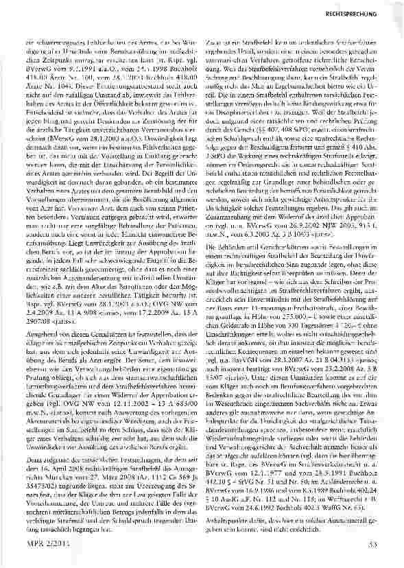 Vorschauseite 4: Widerruf der Approbation aufgrund schwerer Verstöße gegen Berufspflichten