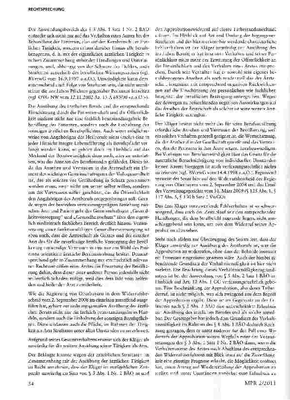 Vorschauseite 5: Widerruf der Approbation aufgrund schwerer Verstöße gegen Berufspflichten