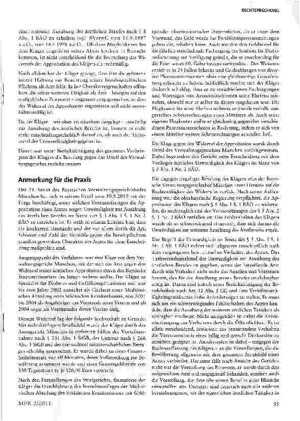 Vorschauseite 6: Widerruf der Approbation aufgrund schwerer Verstöße gegen Berufspflichten