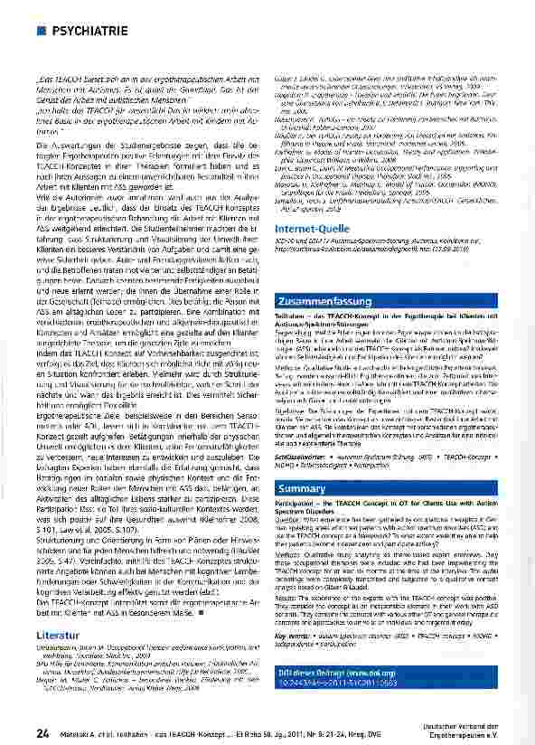 Vorschauseite 4: Teilhaben - das TEACCH-Konzept in der Ergotherapie bei Klienten mit Autismus-Spektrum-Störungen