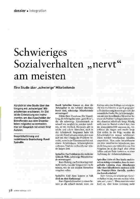 Vorschauseite 1: Schwieriges Sozialverhalten „nervt am meisten
