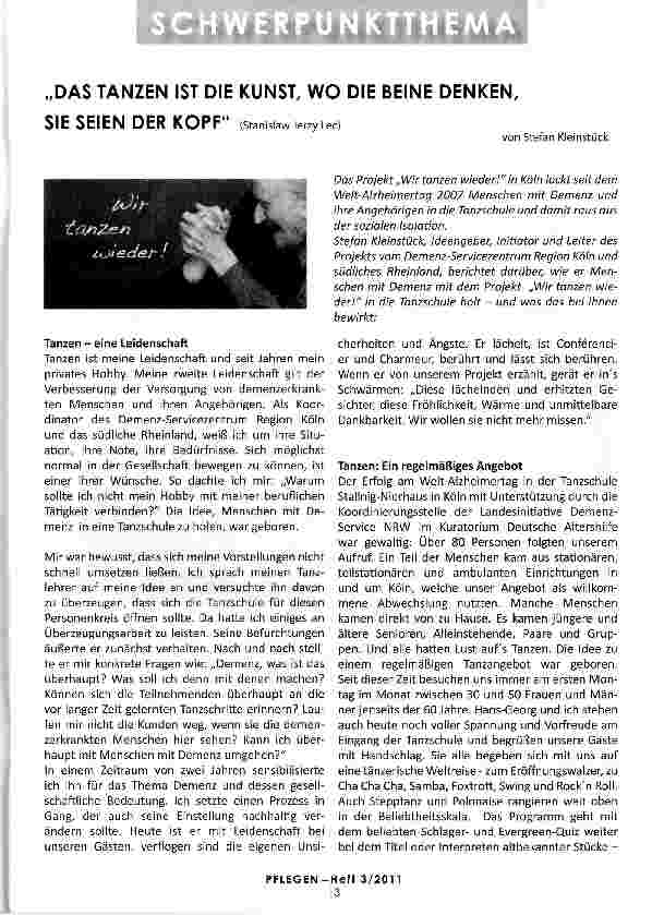 Vorschauseite 1: „DAS TANZEN IST DIE KUNST, WO DIE BEINE DENKEN, SIE SEIEN DER KOPF